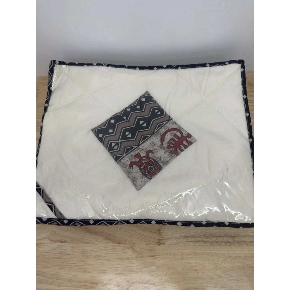 African Print Set/Six Placemats And Casserole Holder Quilted Plastic Cover‎ #50